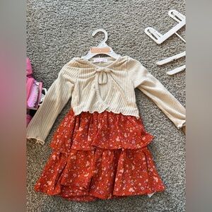 Floral Red and Cream Dress